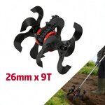 Roue de d�compactage universelle 23�25 cm, lames mangan�se, 26 mm�9 fentes, compatible tondeuse, bineuse, ...