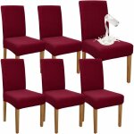 (rouge bordeaux)lot de 6 housses de chaise de salle à manger imperméables de qualité supérieure, élastiques, ... (rouge bordeaux)lot de 6 housses de chaise de salle à manger imperméables de qualité supérieure, élastiques, ...