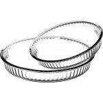 Set de 2 plats  gratin en verre rsistant  la chaleur, ronds, transparent, parfaits pour la cuisson ...