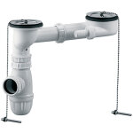 Rousseau - bonde + vidage - avec trop - plein + siphon pour �vier 2 bacs perc� - � 60 mm - certifi� nf ...