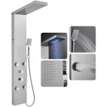 Rovogo - brosse acier inox colonne panneau de douche thermostatique hydromassante avec led pour la salle ...