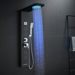 Colonne panneau de douche hydromassante noir avec led et affichage de la temprature, 4 modes - pomme ...