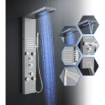 Rovogo colonne panneau de douche thermostatique hydromassante avec led, 5 modes - pomme de douche cascade ...