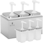Royal catering - distributeur triple pour sauces avec pompe en inox, 3 x 2 l