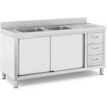 Armoire d'vier - 2 pelvis royal catering arec inoxydable - 400 x 400 x 300 mm