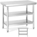 Table, plan de travail en inox avec 2 étagères, 100x70cm Table, plan de travail en inox avec 2 étagères, 100x70cm