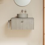 Royo - mei top 50cm meuble et vasque � poser avec un tiroir, ch�ne blanc.