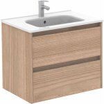 Royo - sansa ensemble meuble de salle de bain compact 2 tiroirs couleur : noyer sabl - options : meuble ...
