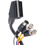 Cble av peritel mle vers bnc mle x 2, din mle, 2m ( prix pour 1 )