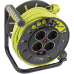 Rs pro - enrouleur 25m, 4 prises type f - schuko allemand, 240 v 13a ( prix pour 1 )