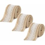 Ensoleille - ruban de jute avec dentelle ruban de dentelle, 3 rouleaux 1 mtre de ruban de jute avec ...