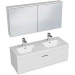 Rubite meuble salle de bain double vasque 1 tiroir blanc largeur 120 cm + miroir armoire