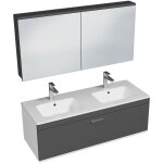 Rubite meuble salle de bain double vasque 1 tiroir gris anthracite largeur 120 cm + miroir armoire