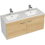 Rubite meuble salle de bain double vasque 2 portes chêne clair largeur 120 cm Rubite meuble salle de bain double vasque 2 portes chêne clair largeur 120 cm