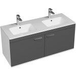 Rubite meuble salle de bain double vasque 2 portes gris anthracite largeur 120 cm Rubite meuble salle de bain double vasque 2 portes gris anthracite largeur 120 cm