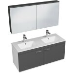 Rubite meuble salle de bain double vasque 2 portes gris anthracite largeur 120 cm + miroir armoire Rubite meuble salle de bain double vasque 2 portes gris anthracite largeur 120 cm + miroir armoire