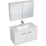 Saniverre - rubite meuble salle de bain simple vasque 2 portes blanc largeur 90 cm + miroir armoire