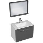 Saniverre - rubite meuble salle de bain simple vasque 2 portes gris anthracite largeur 70 cm + miroir ... Saniverre - rubite meuble salle de bain simple vasque 2 portes gris anthracite largeur 70 cm + miroir ...
