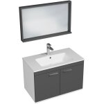 Saniverre - rubite meuble salle de bain simple vasque 2 portes gris anthracite largeur 80 cm + miroir ...