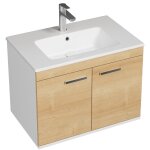 Rubite meuble salle de bain simple vasque 2 portes chne clair largeur 70 cm