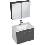 Saniverre - rubite meuble salle de bain simple vasque 2 portes gris anthracite largeur 70 cm + miroir ...