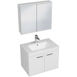Saniverre - rubite meuble salle de bain simple vasque 2 portes blanc largeur 70 cm + miroir armoire