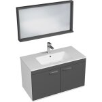 Saniverre - rubite meuble salle de bain simple vasque 2 portes gris anthracite largeur 90 cm + miroir ...