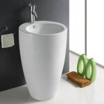 Rue du bain - lavabo totem rond - cramique blanc - 50x85 cm - ove
