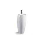 Lave main totem rond - cramique blanc - 39x85 cm - ove