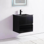 Rue du bain - meuble de salle de bain 2 tiroirs - noir - vasque - 60x46 cm - dark