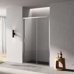 Rue du bain - porte douche coulissante niche verre 140 cm profil alu mat ibiza
