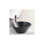 Vasque pour salle de bain bol - céramique noire rainurée blanc - 42 cm gap Vasque pour salle de bain bol - céramique noire rainurée blanc - 42 cm gap
