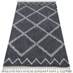 Tapis berber asila b5970 gris et blanc franges berb�re marocain shaggy grey 160x220 cm