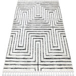 Rugsx - tapis sevilla z788b labyrinthe, grec blanc / anthracite franges berb�re marocain shaggy white ...