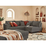 Lisa design - rune - canap� d'angle droit - 4 places - avec pouf d'appoint - en velours c�tel� - gris ...