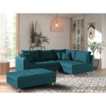 Lisa design - rune - canap d'angle - avec pouf d'appoint - 4 places - style scandinave - droit - bleu ...