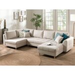 Lisa design - rune - canap panoramique - 7 places - style scandinave - gauche - beige