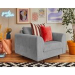 Lisa design - rune - fauteuil - en velours c�tel� - gris clair