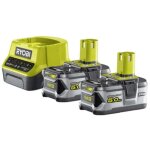 Ryobi - pack 2 batteries 18v one + 5. 0ah lithiumplus - 1 chargeur rapide 2. 0ah rc18120 - 250