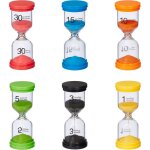 Relaxdays - sablier dcoratif en lot, 6 dures d'coulement (1, 3, 5, 10, 15, 30 min), h x d : 11 x 4, ...