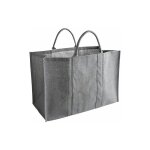 Outils et nature - sac à bûches gris en toile de jute plastifié 30x60x40cm Outils et nature - sac à bûches gris en toile de jute plastifié 30x60x40cm
