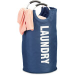 Sac  linge pliable avec anse 60 litres panier rond corbeille linge sale pliant h x d: 70 x 38 cm, bleu ...