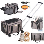 Sac a roulettes pour chat chien 11, 3 kg sac de transport chats poignee telescopique bandouliere gamelle ...
