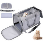 Sac de transport pour animal chien chat avec bandouli�re r�glable, caisse de transport respirant et pliable ...