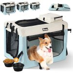 Sac de transport pour animal chien chat pliable avec gamelle, caisse de transport respirant portable, ...