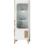 Safary - vitrine 1 porte gauche laque blanc et or dcor srigraphi
