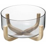 Saladier arha, verre 24 cm, avec support en bois