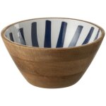 Saladier en manguier d�cor� marine et blanc 24 cm