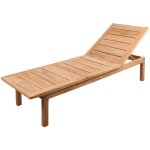 Salento - chaise longue en teck massif - bain de soleil - dossier inclinable 4 niveaux - solide et rsistant ...