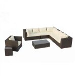 Concept - usine - salon de jardin 8 places en rsine tresse noir et blanc salento